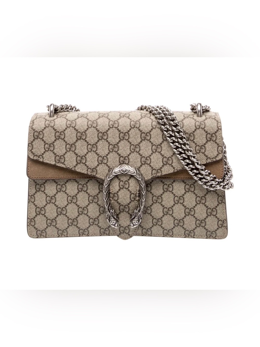 Gucci Brown/Beige GG Supreme Dionysus Chain Crossbody Bag